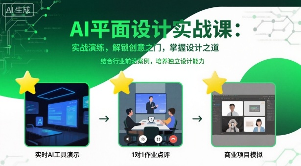 AI平面设计实战课，实战演练，解锁创意之门，掌握设计之道-副业资源站