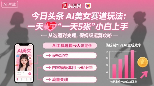 今日头条AI美女赛道玩法，一天轻松5张，小白轻松上手-副业资源站