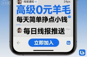 高级0元羊毛线报社群项目，每天简单挣点小钱-副业资源站