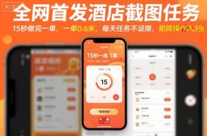 全网首发酒店截图任务,15秒做完一单,一单0.6米,每天任务不设限,矩阵操作日入3张【揭秘】-副业资源站