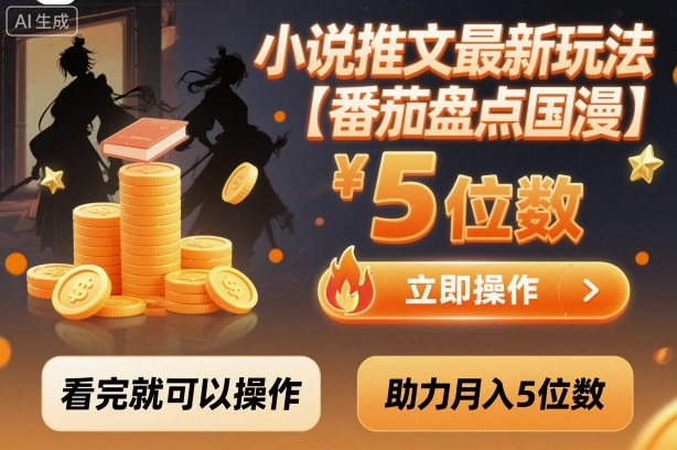 小说推文最新玩法，助力月入5位数【番茄盘点国漫】玩法，看完就可以操作-副业资源站