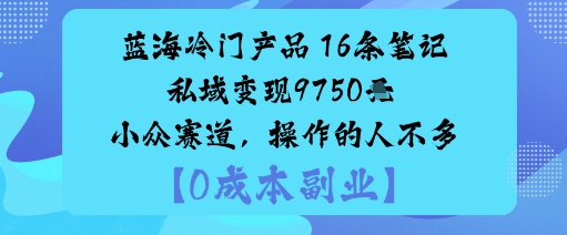 蓝海冷门产品：16条笔记私域变现9750米小众赛道，操作的人不多-副业资源站