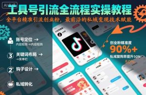 工具号引流全流程保姆级实操教程,全平台精准引流创业粉,最前沿的私域变现技术赋能-副业资源站