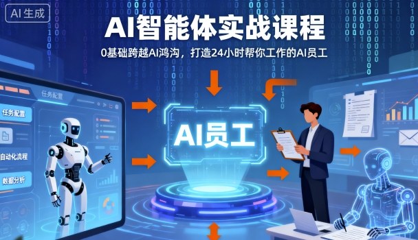 Ai智能体实战课程，0基础跨越Ai鸿沟，打造24小时帮你工作的Ai员工，打破常规，以实战定义Ai-副业资源站
