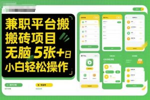 兼职平台搬砖项目无脑操作日入5张＋小白轻松操作-副业资源站