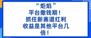 “炬焰”：平台撒钱期！抓住新赛道红利，5分钟二创内容，收益是其他平台几倍！-副业资源站