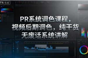 PR系统调色课程，视频后期调色，纯干货无废话系统讲解-副业资源站