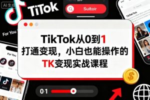 TikTok从0到1打通变现，小白也能操作的TK变现实战课程-副业资源站