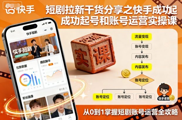 短剧拉新干货分享之快手成功起号和账号运营实操课-副业资源站