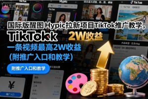 国际版醒图Hypic拉新项目TikTok推广教学,一条视频最高2W收益(附推广入口和教学)-副业资源站