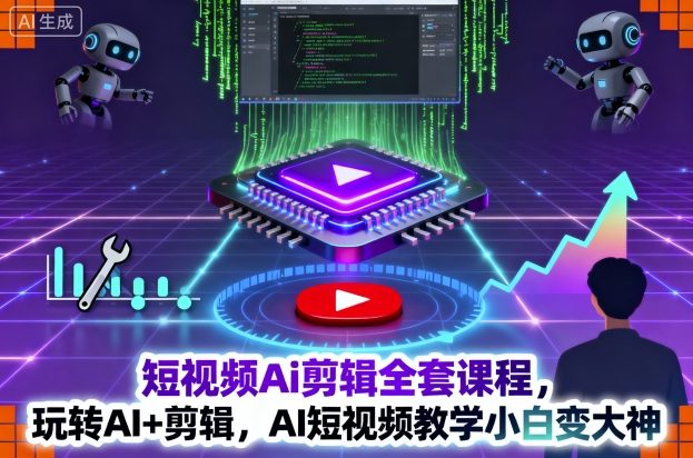 短视频Ai剪辑全套课程，玩转AI+剪辑，AI短视频教学小白变大神-副业资源站