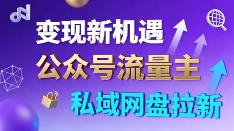 公众号流量主+私域网盘拉新，多方式变现，简单易上手，当天就有收益-副业资源站