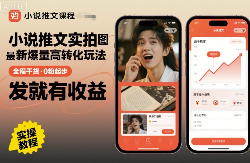 小说推文实拍双图文最新爆量高转化玩法，全程干货，0粉起步，发就有收益-副业资源站