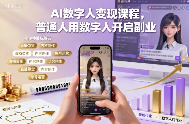 AI数字人变现课程，普通人用数字人开启副业-副业资源站