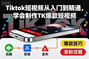 Tiktok短视频从入门到精通，学会制作TK爆款短视频-副业资源站