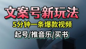 文案号新玩法，5分钟一条爆款视频，流量高，起号快，多方位变现-副业资源站