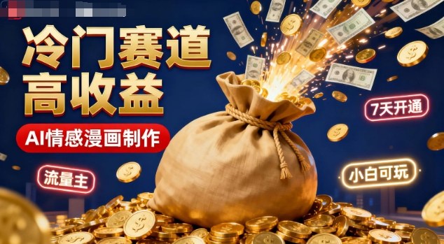 公众号冷门赛道，用AI做情感漫画，7天开通流量主，操作简单，小白可玩-副业资源站