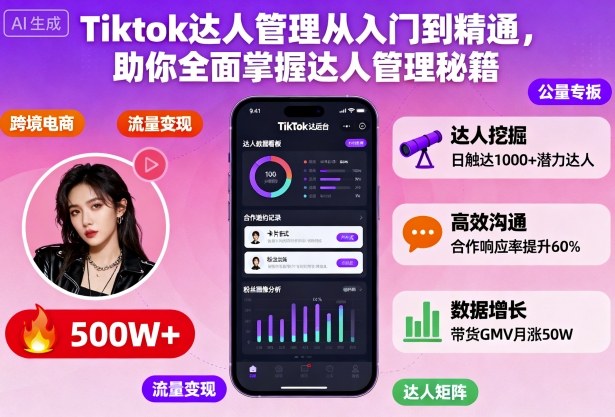 Tiktok达人管理从入门到精通，助你全面掌握达人管理秘籍-副业资源站