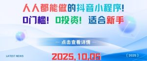 人人都能做的抖音小程序，0门槛0成本，适合新手-副业资源站