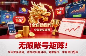无限账号矩阵！今年龙头项目，游戏试玩全自动，简单操作，单号单日5张【揭秘】-副业资源站