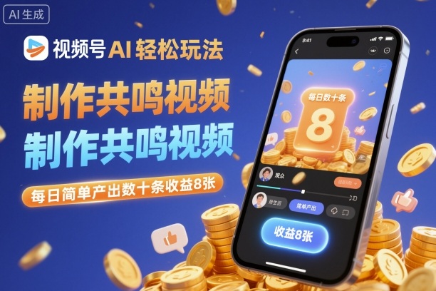 视频号AI轻松玩法，制作共鸣视频，每日简单产出数十条收益8张-副业资源站
