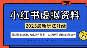 小红书虚拟资料项目:最新搜索流变现玩法,0成本简单可复制,一人多店打法,新手也可轻松日入5张+-副业资源站