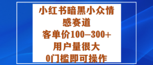 小红书暗黑小众情感赛道，客单价100-300+用户量很大，0门槛即可操作-副业资源站