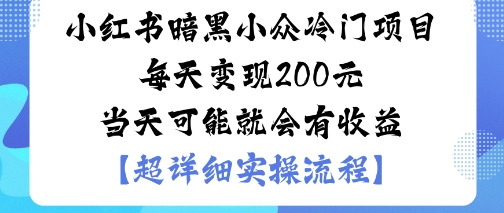小红书暗黑小众冷门项目每天变现2张当天可能就会有收益-副业资源站
