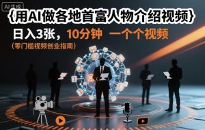 用AI做各地首富人物介绍视频，日入3张，10分钟一个视频-副业资源站