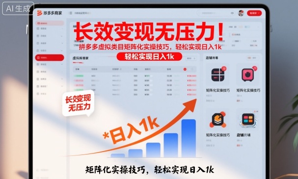 长效变现无压力！拼多多虚拟类目矩阵化实操技巧，轻松实现日入1k【揭秘】-副业资源站
