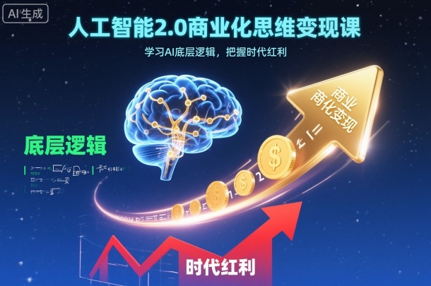 人工智能2.0商业化思维变现课，学习AI底层逻辑，把握时代红利-副业资源站