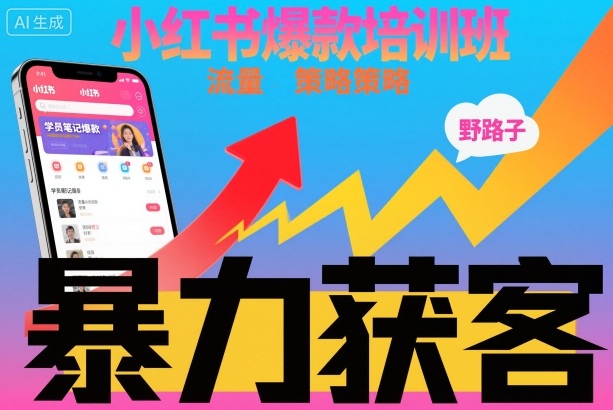 小红书爆款培训班，小红书获客野路子流量打法，暴力持续获客-副业资源站