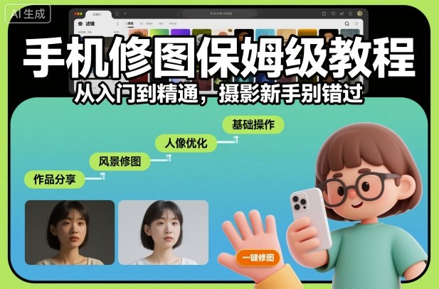 手机修图保姆级教程，从入门到精通，摄影新手别错过-副业资源站