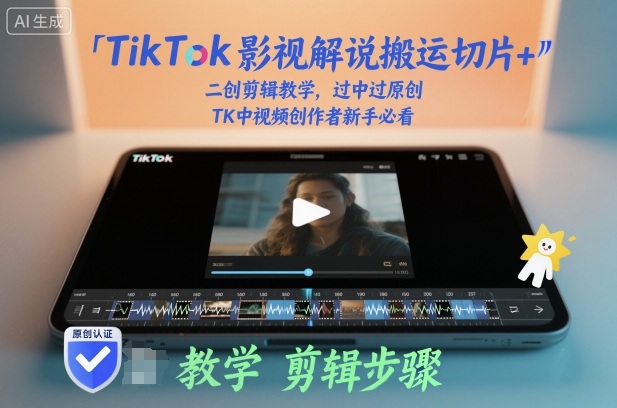 TikTok影视解说搬运切片+二创剪辑教学，过中过原创，TK中视频创作者新手必看-副业资源站