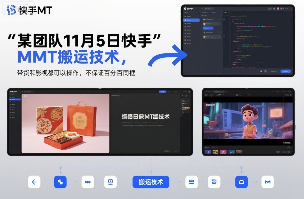 某团队11月5日快手MT搬运技术，带货和影视都可以操作，不保证百分百同框，自测-副业资源站