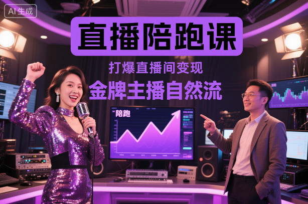 直播陪跑课，金牌主播自然流打爆直播间，复制高变现玩法-副业资源站