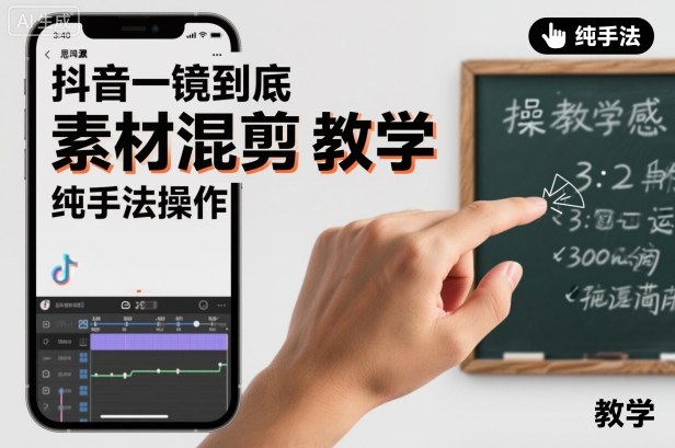 抖音一镜到底素材混剪教学，纯手法操作-副业资源站