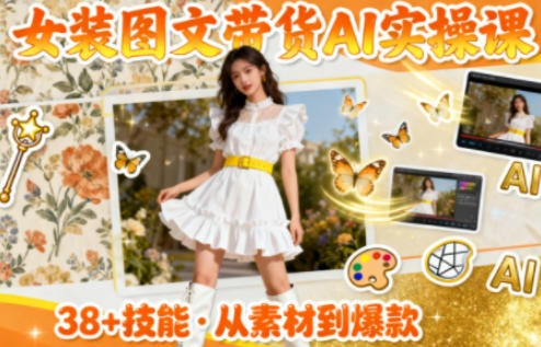 女装图文带货的AI实操课，覆盖38个实用技能，快速提升素材制作效率-副业资源站
