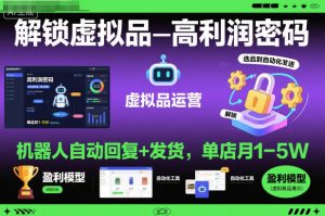 解锁虚拟品高利润密码：机器人自动回复+发货，单店月1-5W【揭秘】-副业资源站