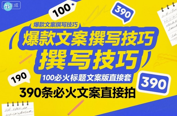 爆款文案撰写技巧，100个必火标题文案模版直接套，390条必火文案直接拍-副业资源站