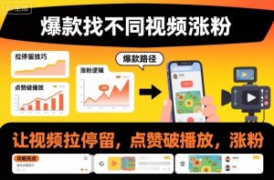 爆款找不同视频涨粉，让视频拉停留，实现点赞，破播放，涨粉-副业资源站