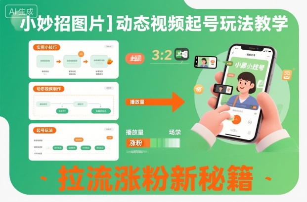 小妙招图片＋动态视频起号玩法教学，拉流涨粉新秘籍-副业资源站