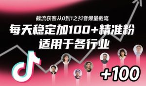 截流获客从0到1之抖音爆量截流,每天稳定加100+精准粉,适用于各行业-副业资源站