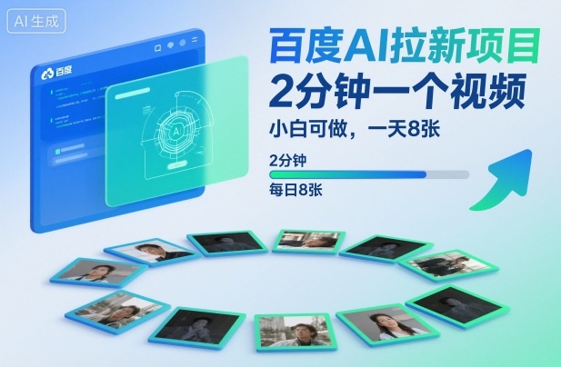 百度AI拉新项目，2分钟一个视频，小白可做，一天8张【附案例+保姆级教程】-副业资源站