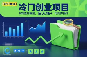 冷门创业项目，资料查询赛道，日入1k+，可矩阵操作-副业资源站