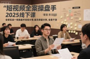短视频全案操盘手2025线下课,全部实战一线操盘手经验分享,毫无保留分享,全是干货-副业资源站