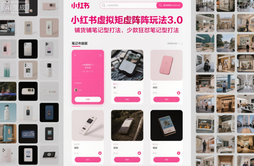 小红书虚拟矩阵玩法3.0，铺货铺笔记型打法，少款狂怼笔记型打法-副业资源站