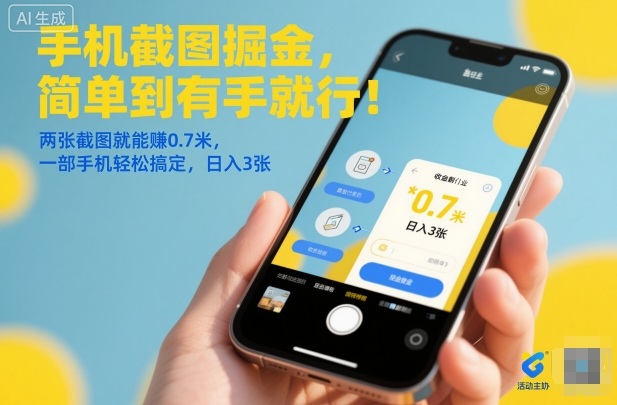 手机截图掘金，简单到有手就行！两张截图就能賺0.7米，一部手机轻松搞定，日入3张【揭秘】-副业资源站