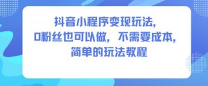 抖音小程序变现玩法，0粉丝也可以做，不需要成本，简单的玩法教程-副业资源站