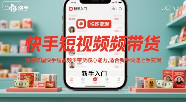 快手短视频带货，快速掌握快手短视频带货核心能力，适合新手快速上手变现-副业资源站